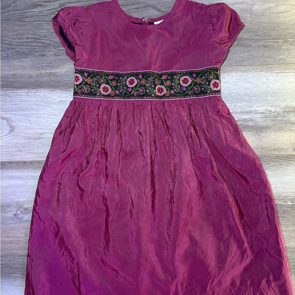 Hanna Andersson Magenta Dress with Floral Band